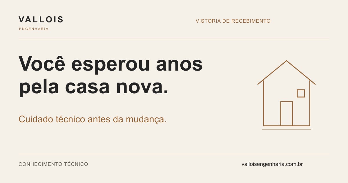 Vallois Engenharia: cuidado técnico antes da mudança, com ilustração de uma casa.